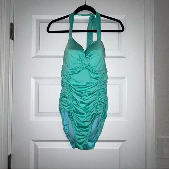 Azura Ruched Halter One Piece Swimsuit - Picture 1 of 7